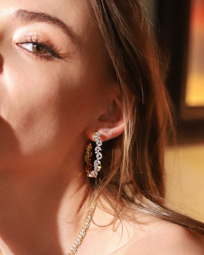 CZ Leaf Hoops