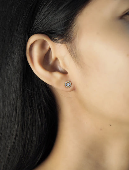 CZ Studs with Pave Halo