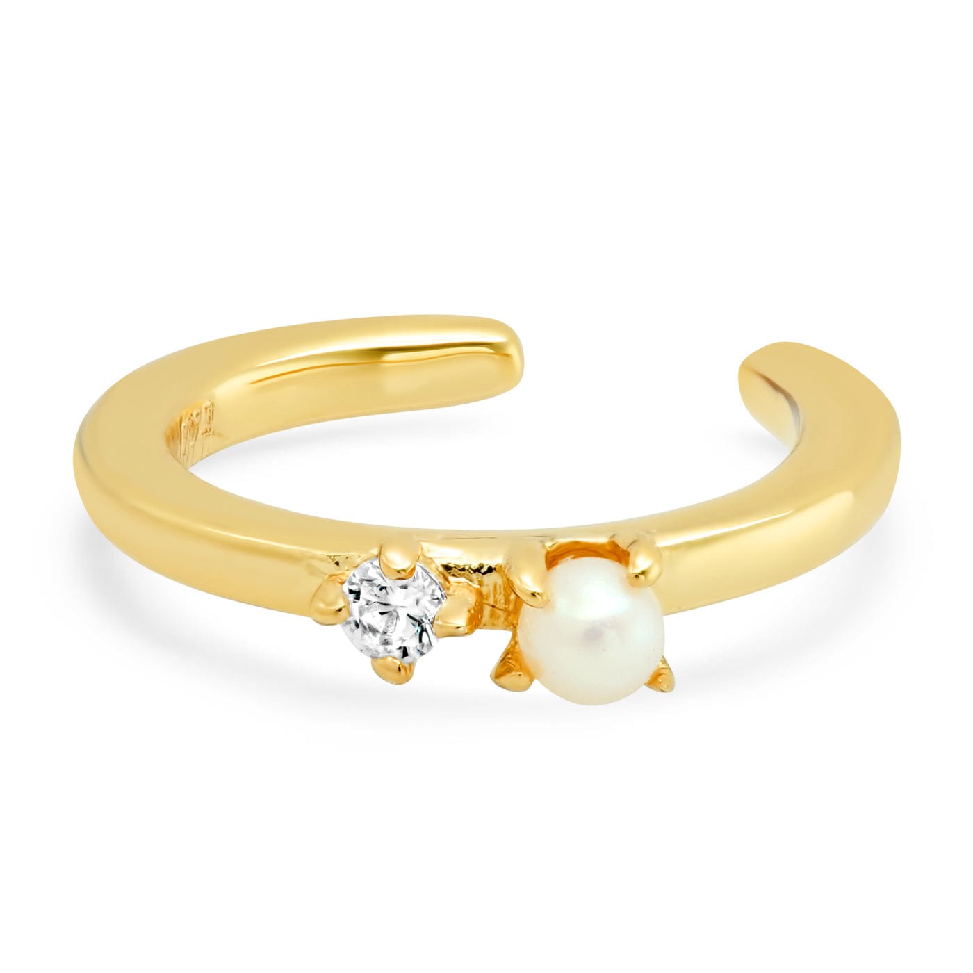 Ear Cuff With Tiny Cz & Pearl Accents