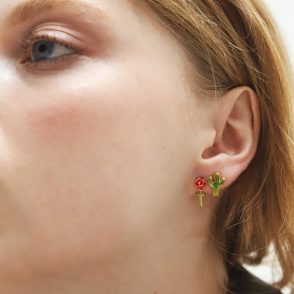 Enamel Cactus and Desert Rose