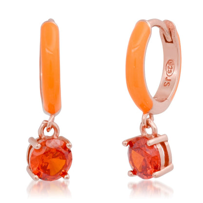 Enamel Huggie with Colored CZ Charm