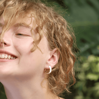 Gold and White Enamel Hoops