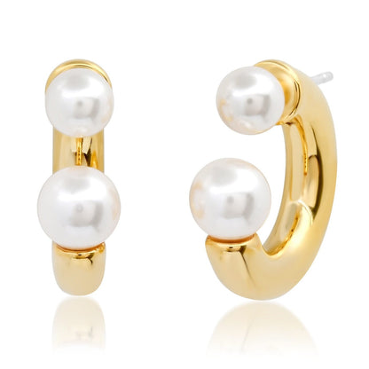 Gold and Pearl Reverse Huggie