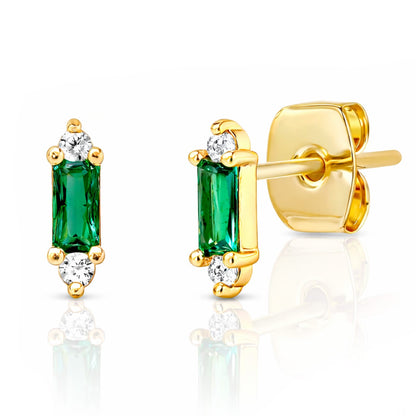 Gold Baguette Mini Stud Earrings