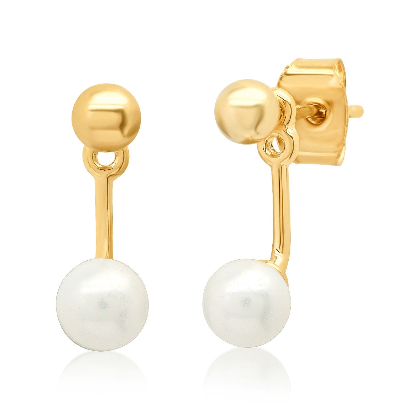 Gold Ball And Freshwater Pearl Ear Jacket