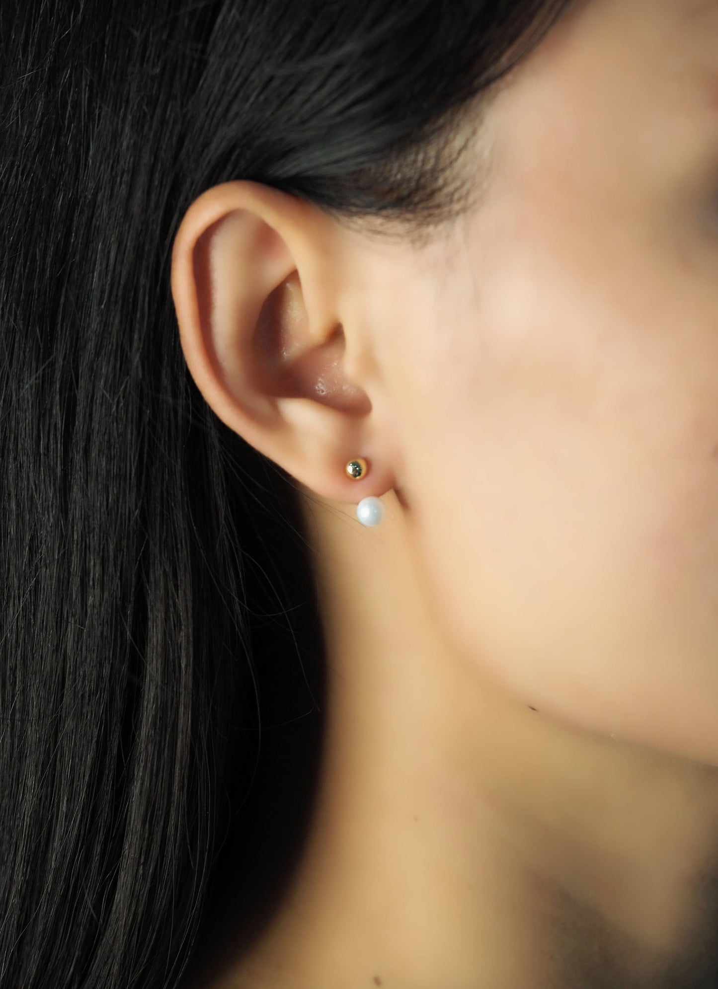 Gold Ball And Freshwater Pearl Ear Jacket