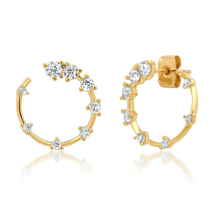 Gold Front Facing Hoops With Scattered Cz Accents