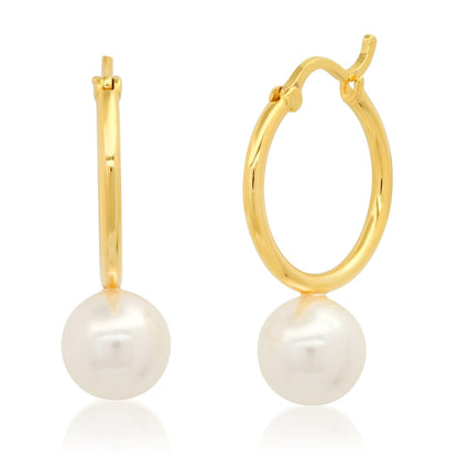 Gold Vermeil Hoop with Pearl Charm