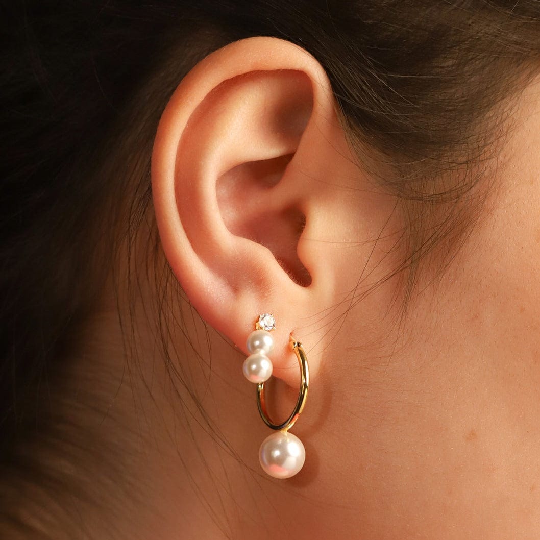 Gold Vermeil Hoop with Pearl Charm