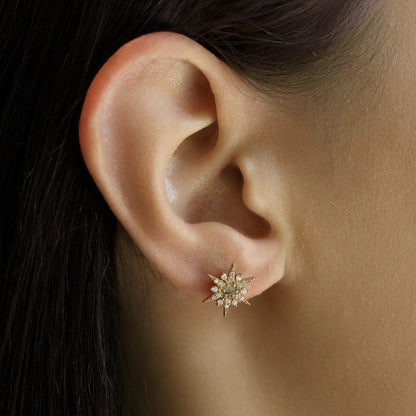 Labradorite Stone Starburst Earrings