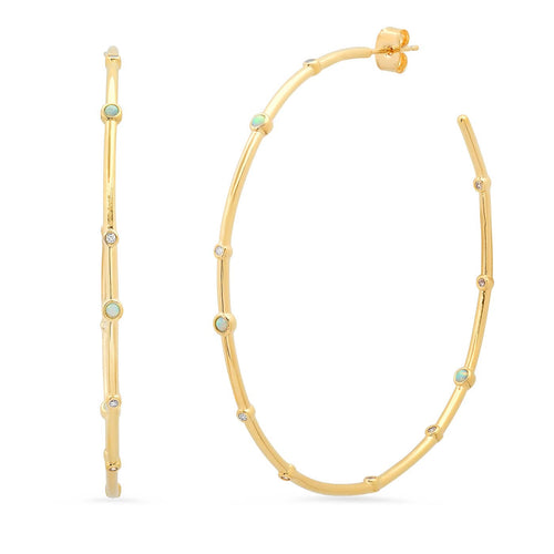 Large Open Hoops With Opal Accents