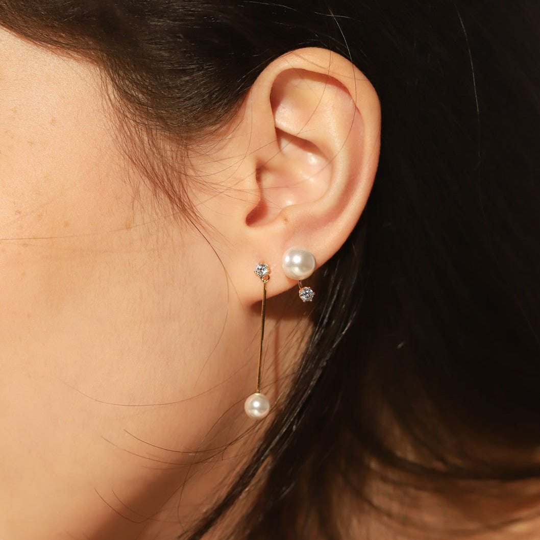 Long Linear Chain Earring With Pearl Drop