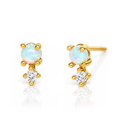 Opal Studs With CZ Drop