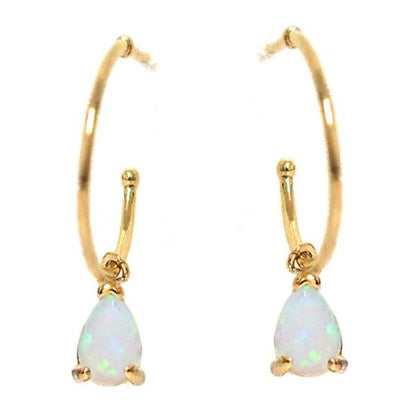 Opal Tear Drop Dangle Hoops
