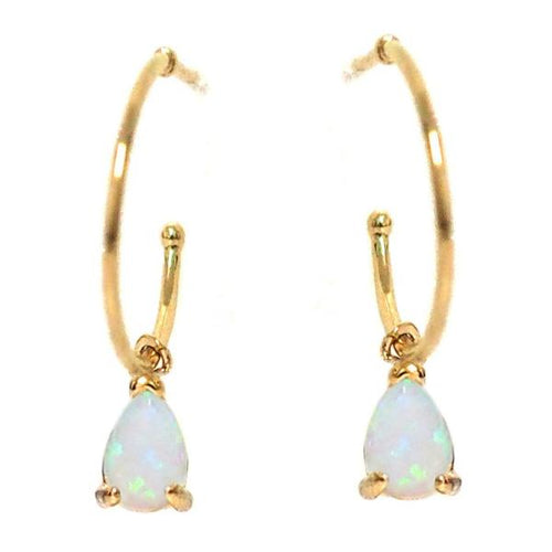 Opal Tear Drop Dangle Hoops