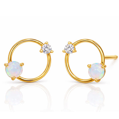 Open Circle Opal Earrings