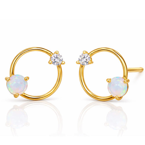 Open Circle Opal Earrings