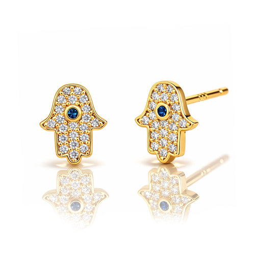 Pave Mini Hamsa Earrings