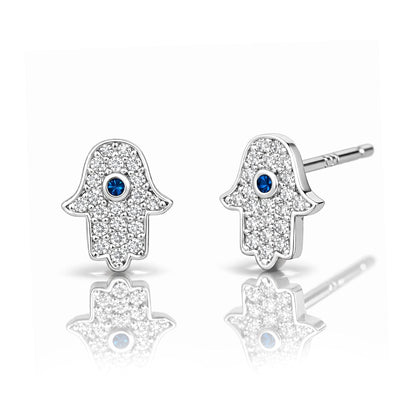 Pave Mini Hamsa Earrings