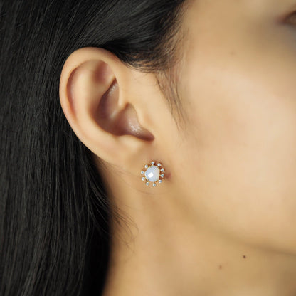 Rough Cut Rock Crystal Starburst Studs