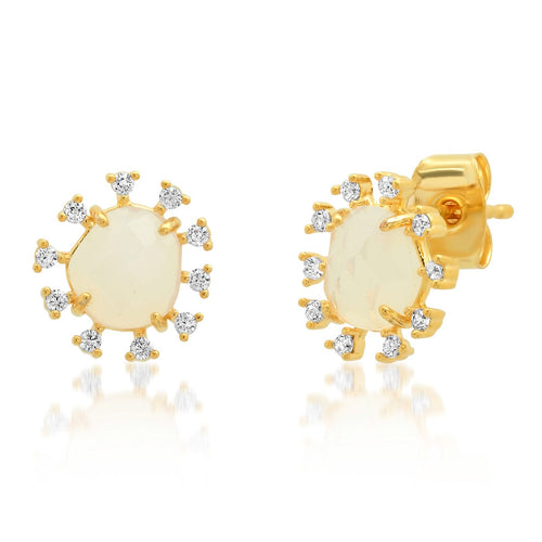 Rough Cut Rock Crystal Starburst Studs
