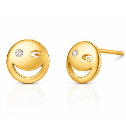 Simple Gold Winky Face Post Stud