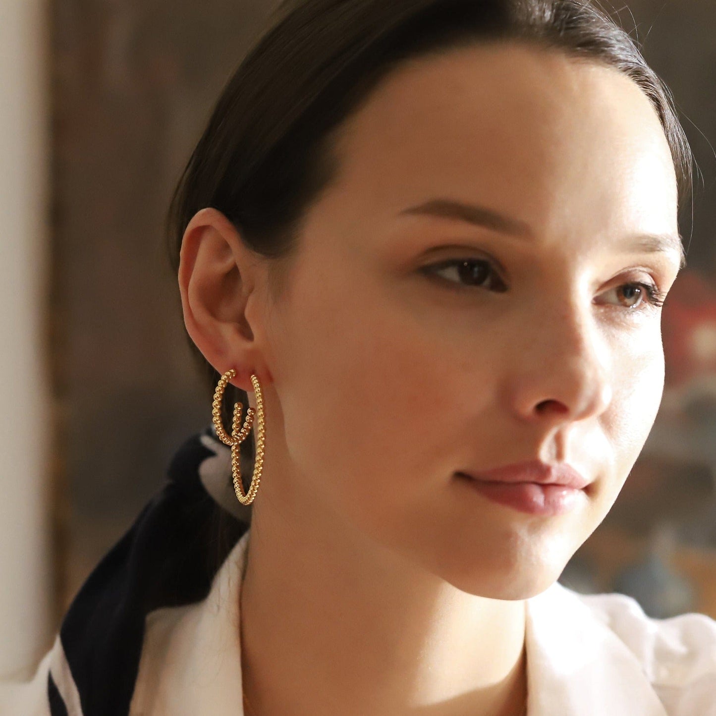 Small Gold Ball Hoop | 25.5mm
