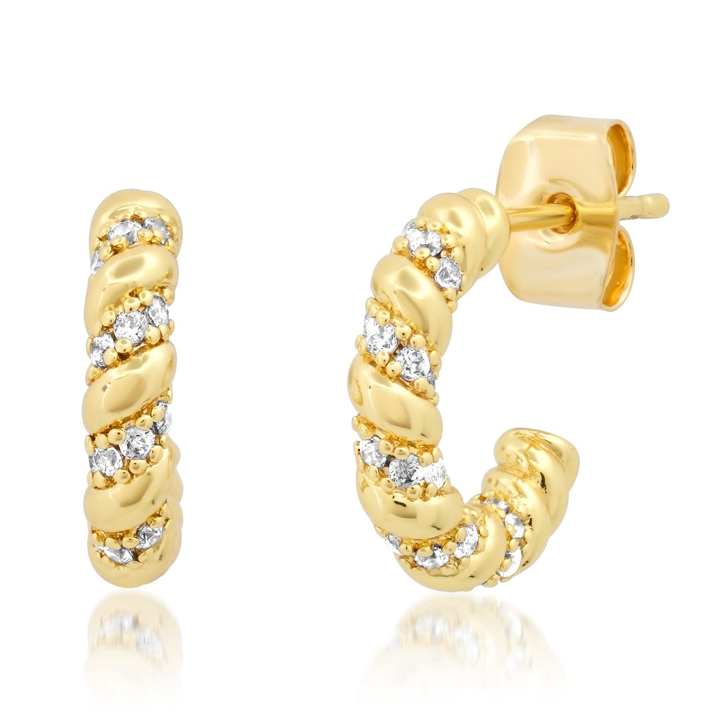 Small Pave Twist Hoops | 13mm