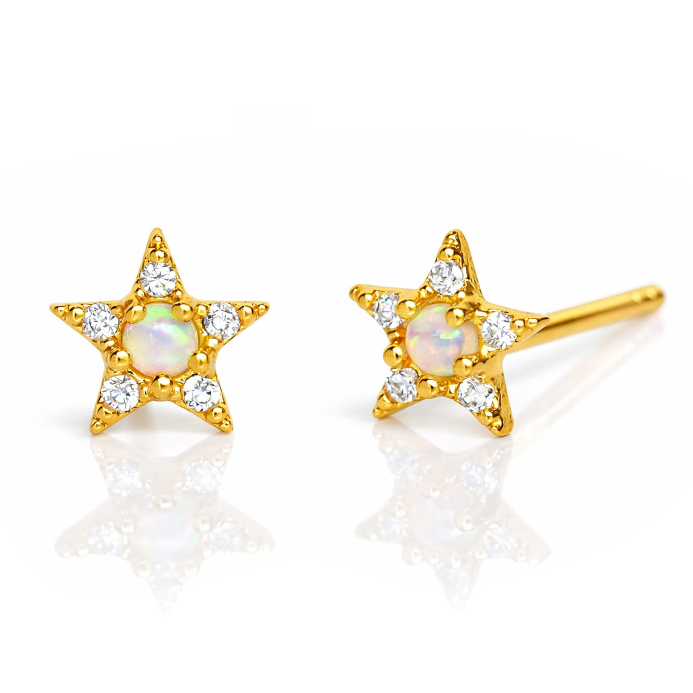 Star Studs with Opal Center