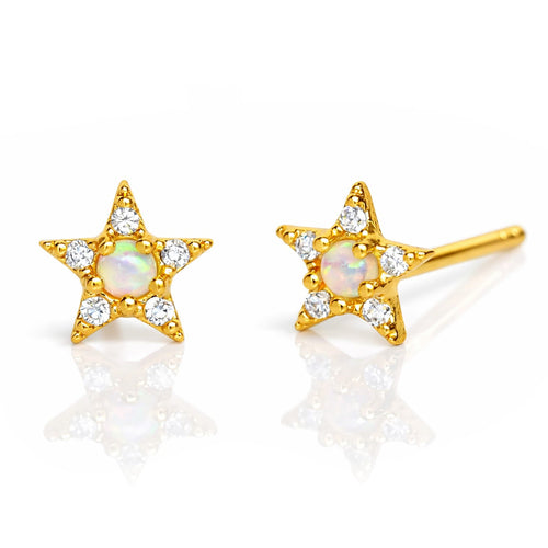 Star Studs with Opal Center