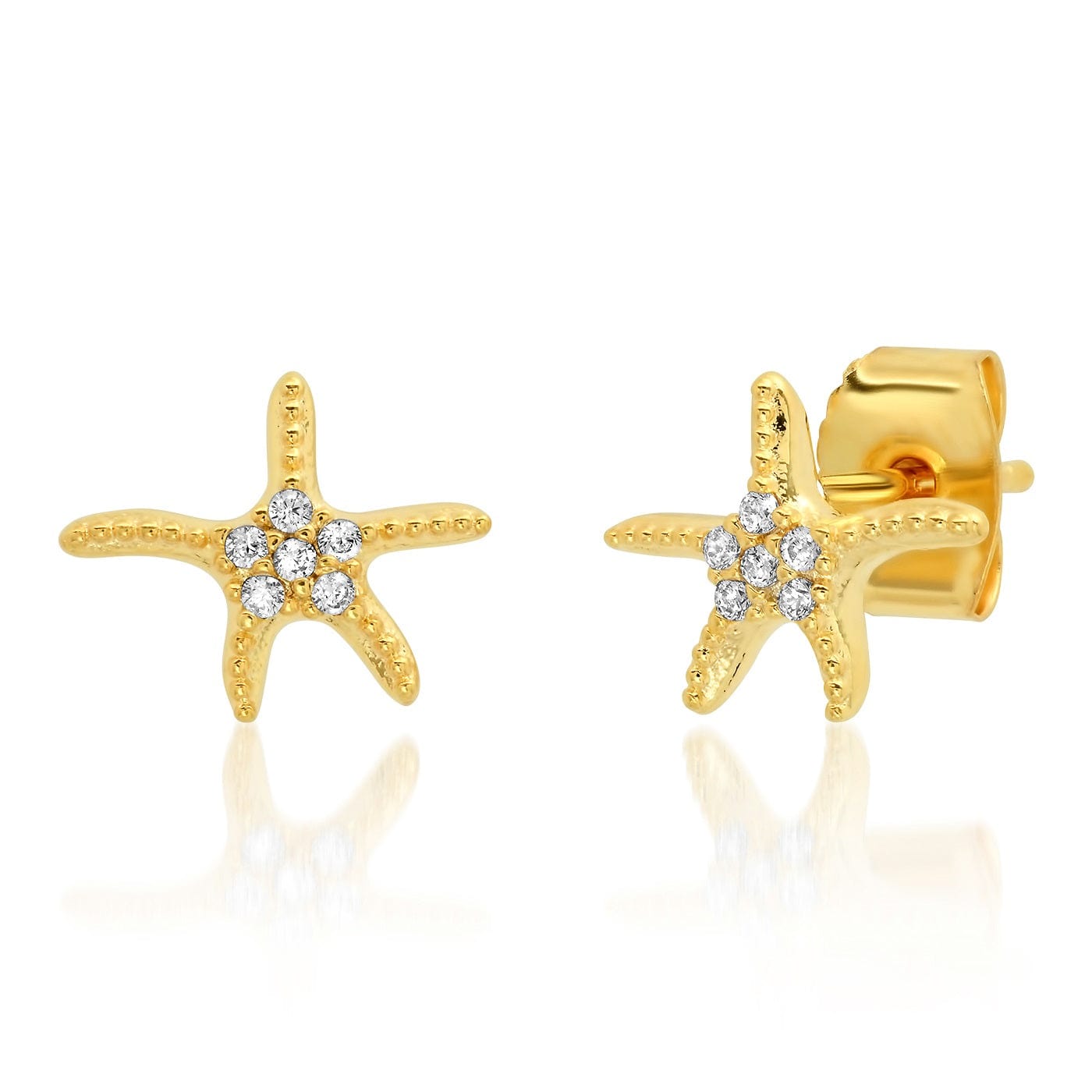 Pavé CZ Starfish Stud Earrings