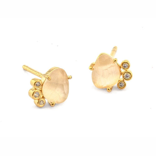 Stone And Bezel Set CZ Post Earring