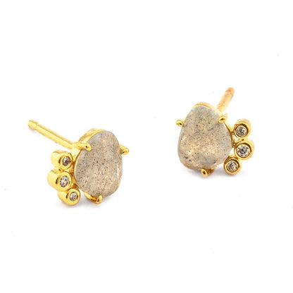 Stone And Bezel Set CZ Post Earring