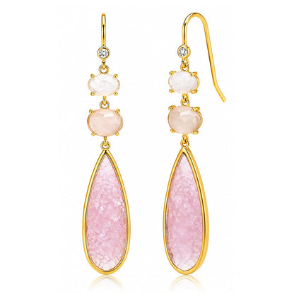 Three Stone Tear Drop Earring