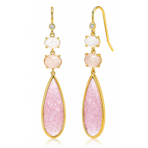 Three Stone Tear Drop Earring