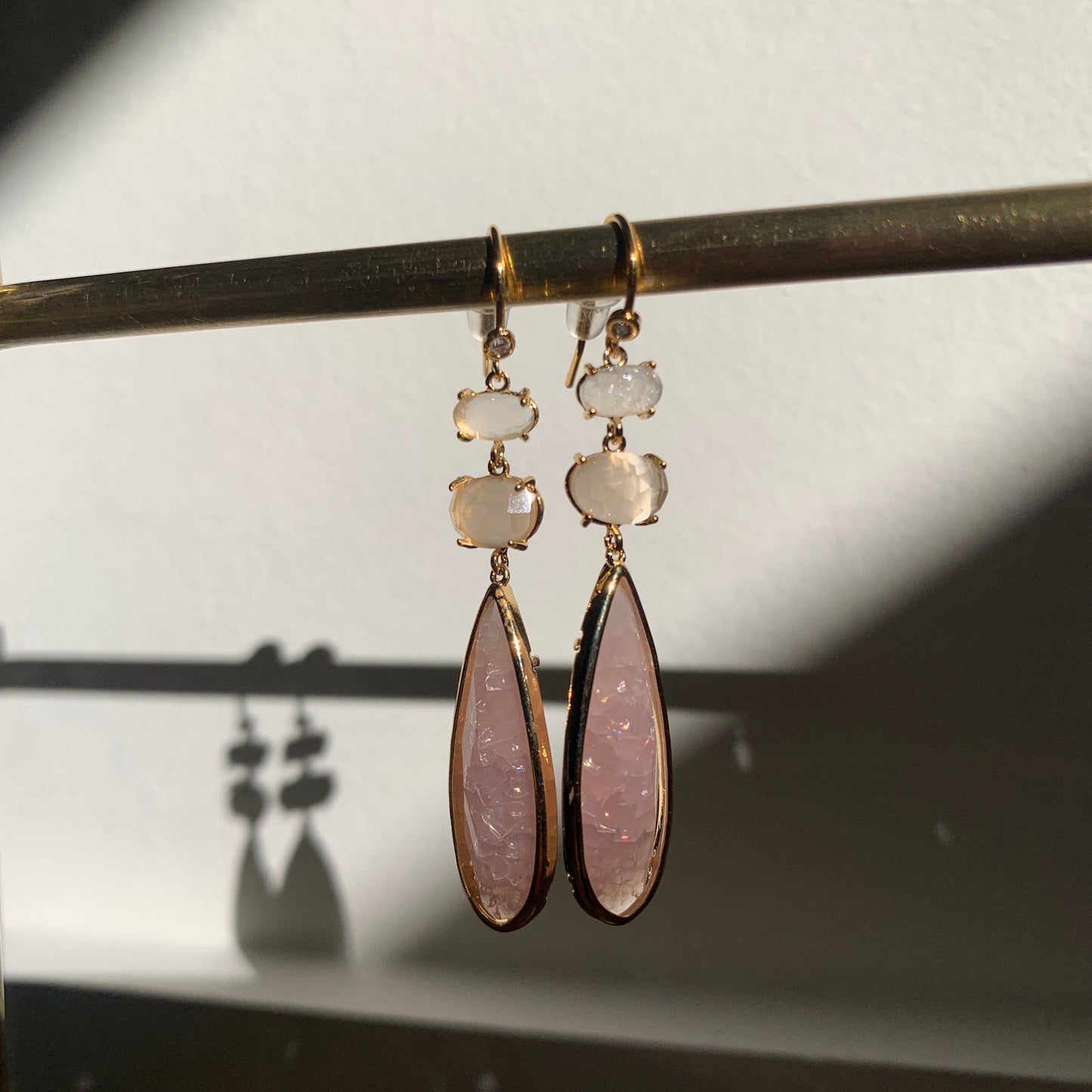 Three Stone Tear Drop Earring