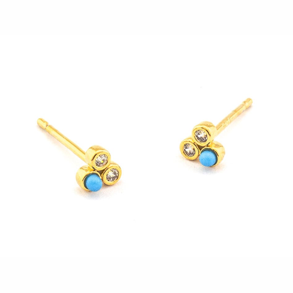Turquoise And Cz Mini Cluster Studs