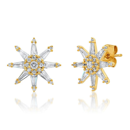 Twinkling Star Baquette Cz Studs