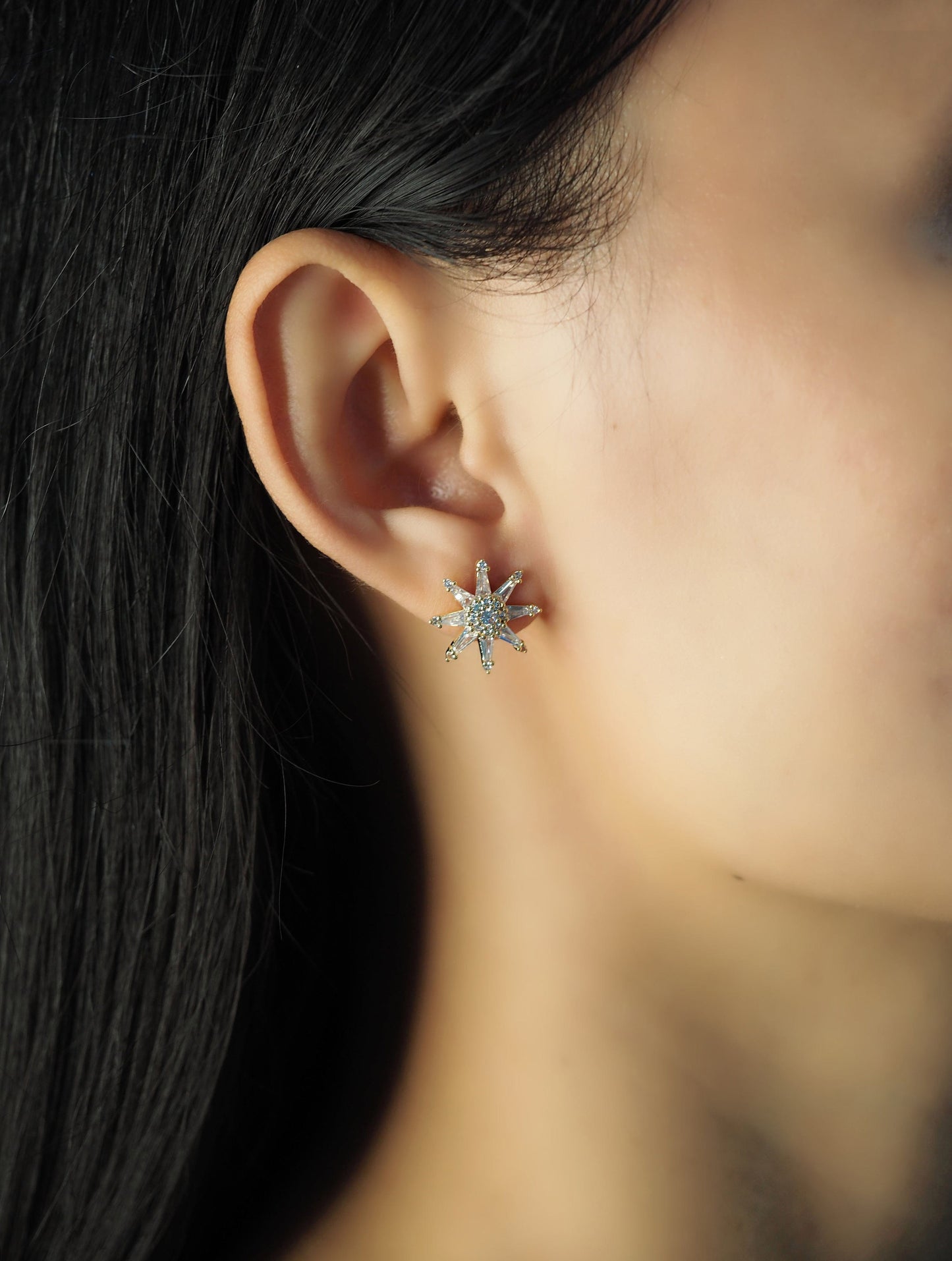 Twinkling Star Baquette Cz Studs