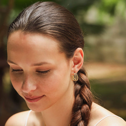 Twisted Gold Triple Hoops