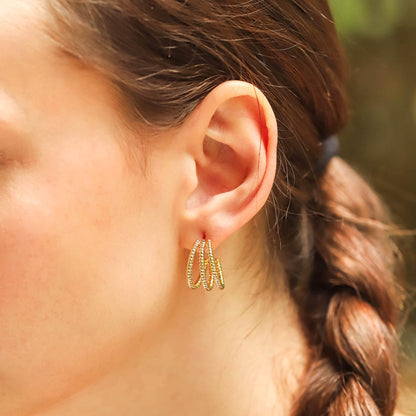 Twisted Gold Triple Hoops