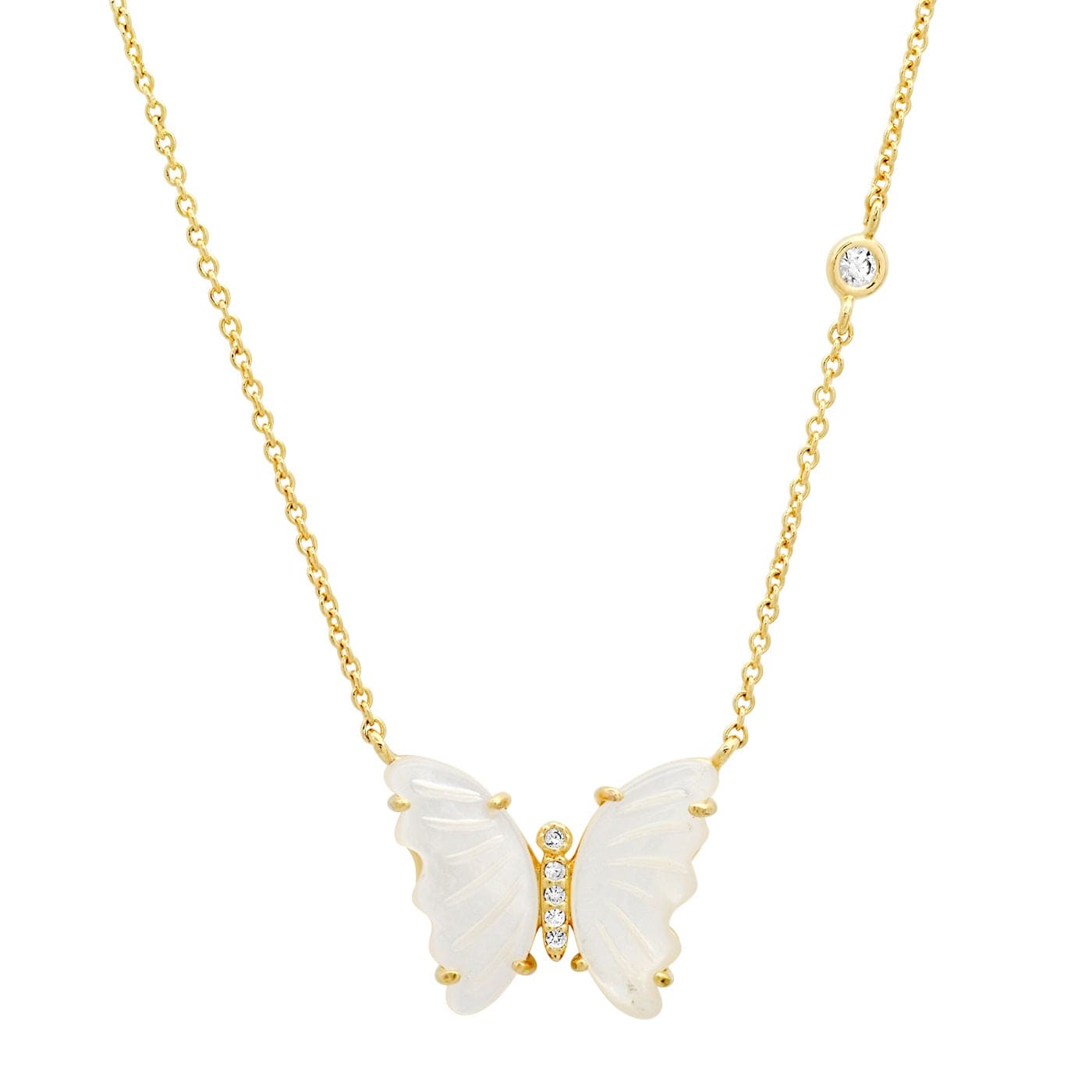 Mother of Pearl Butterfly Pendant Necklace