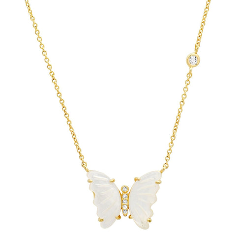 Mother of Pearl Butterfly Pendant Necklace