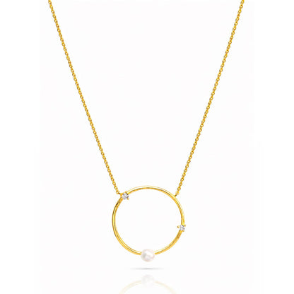 Circle Necklace With Opal And Cz Accents