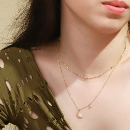 The Moon & Star CZ Necklace