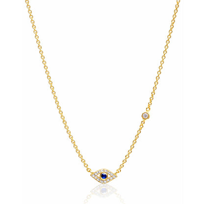CZ Mini Evil Eye Pendant Necklace