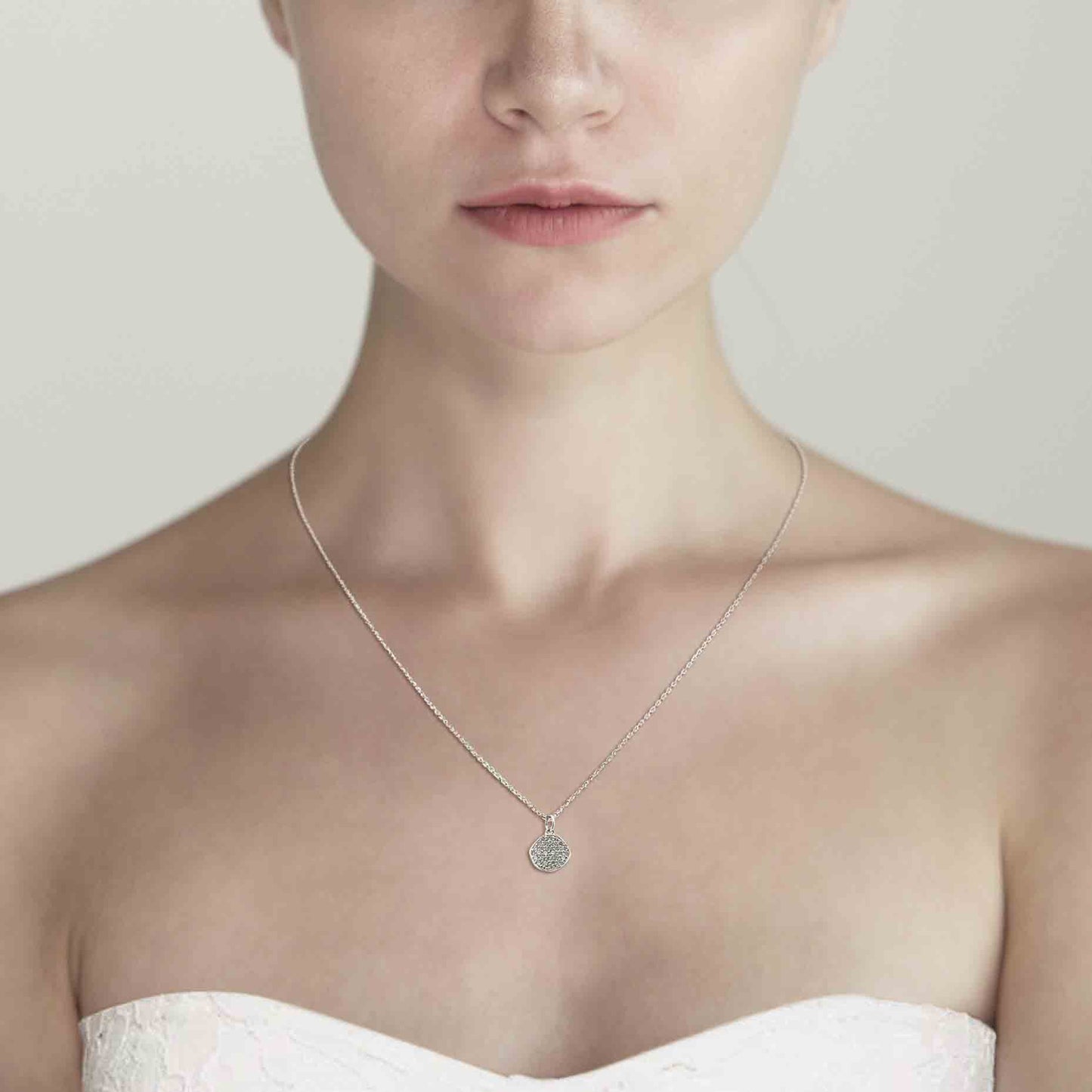 Handmade CZ Disc Pendant Necklace