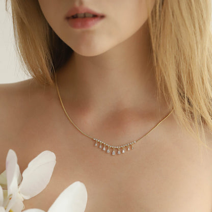 Dangling CZ Bib Necklace