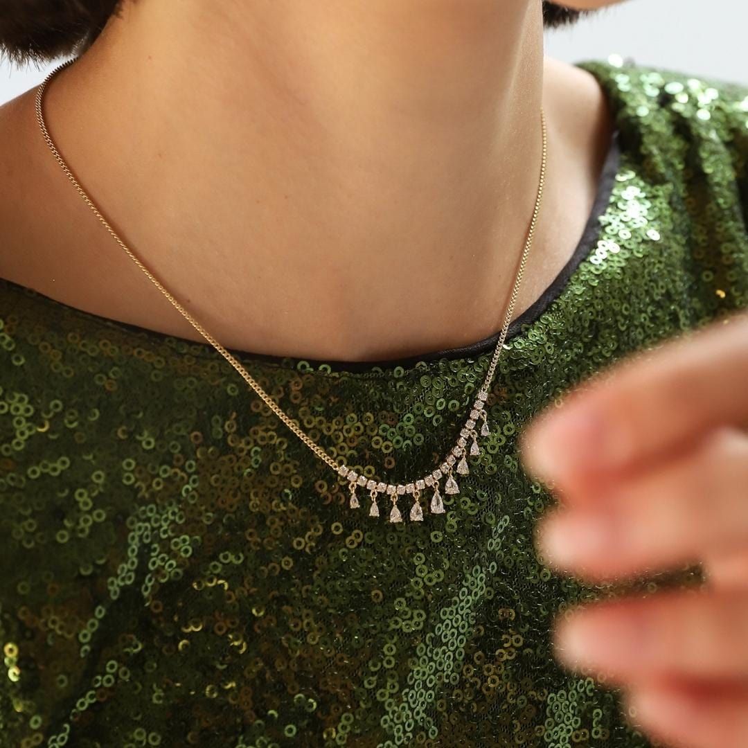 Dangling CZ Bib Necklace