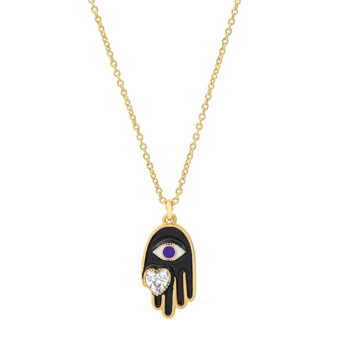 Enamel Hamsa Pendant Necklace